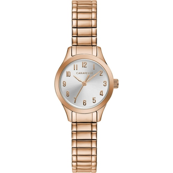 Caravelle Designed By Bulova Women's Classic Rose Gold Tone Watch with Expansion Band 44L254