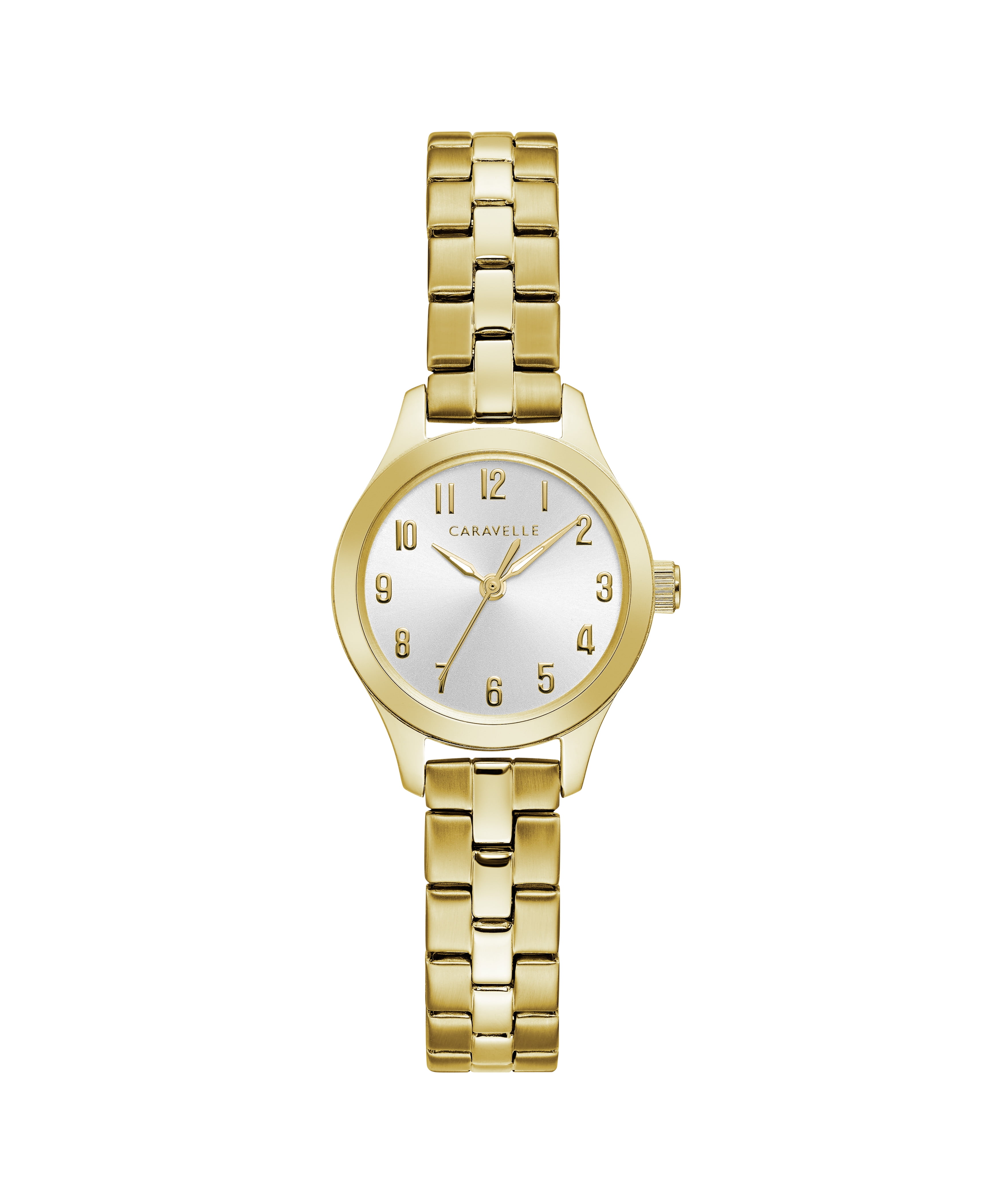 Caravelle Designed By Bulova Women's Gold-Tone Watch with Silver Dial - 44L248