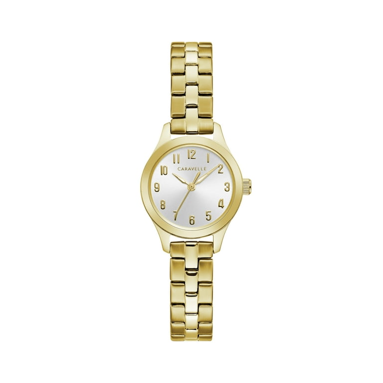 Caravelle Designed By Bulova Women's Gold-Tone Watch with Silver