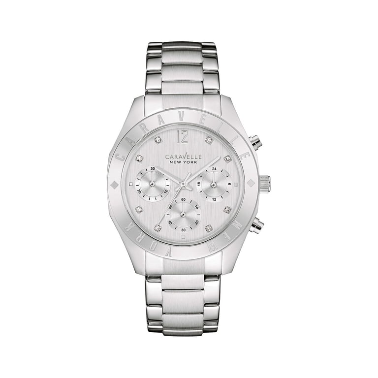 Caravelle New York Silver Crystal-Accent Mesh Watch Caravelle New York 43B145 Black Dial Stainless Steel Mesh  main image 3