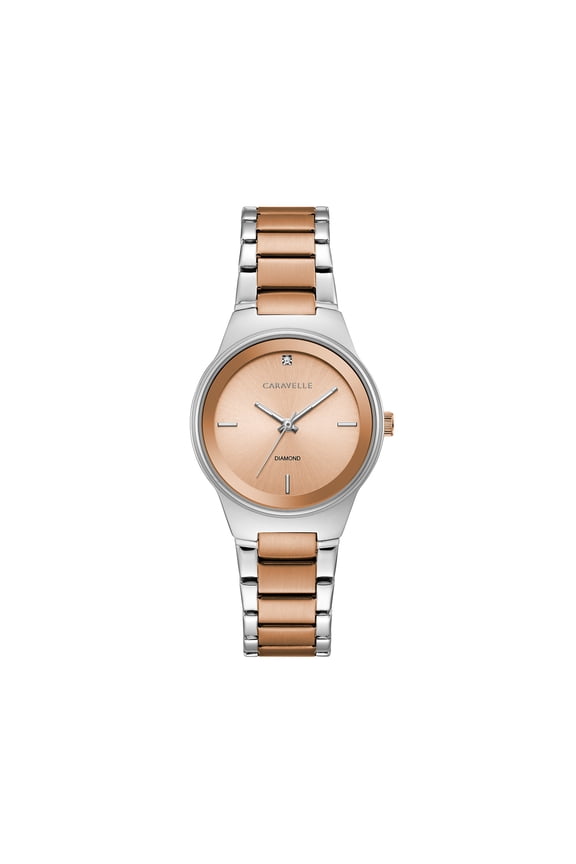 Designed By Bulova Women's Two-Tone Diamond Dial Watch 45P109 30mm