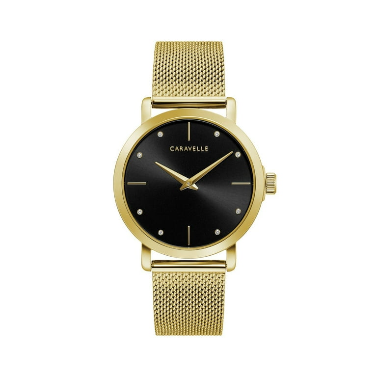 CARAVELLE by BULOVA ブローバ ダイヤベゼル クォーツ 腕時計 Caravelle Designed by Bulova Women's Gold-Tone Mesh Bracelet Watch