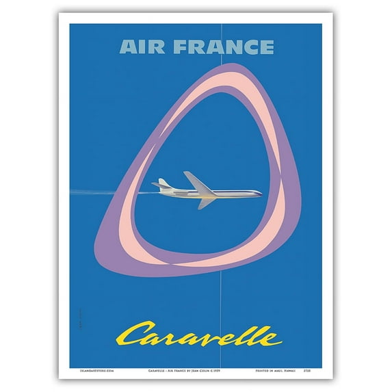 Caravelle - France - Caravelle F-BHRB "Lorraine" Jet Airliner - Vintage Airline Travel Poster by Jean Colin c.1959 - Master Art Print (Unframed) 9in x 12in