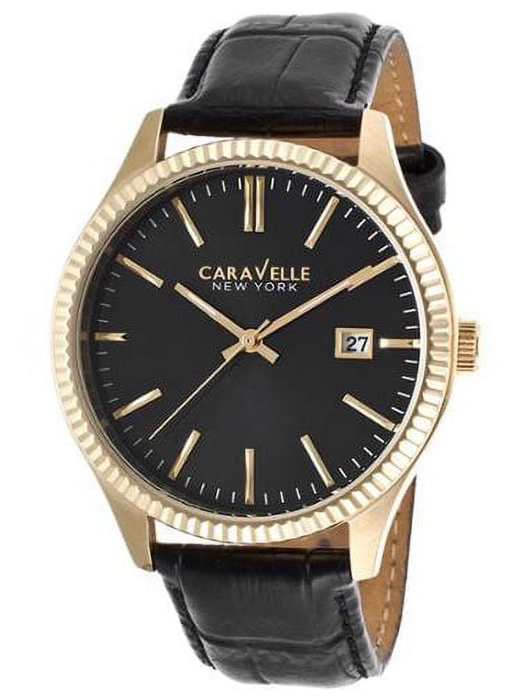 Caravelle Men's 44B106 Gold Leather Japanese Quartz Fashion Watch
