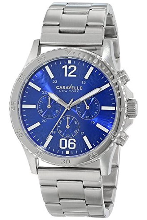 Men's Chronograph Stainless Watch - Silver Bracelet - Blue Dial - 43A116