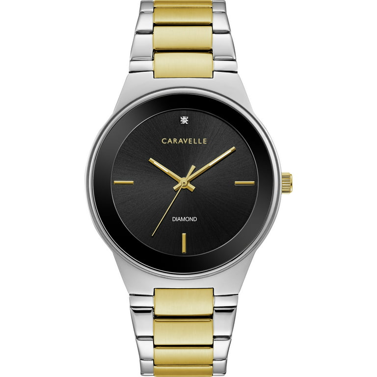 Major  Gold-Tone Minimalist Stainless Steel Watch With Black Dial
