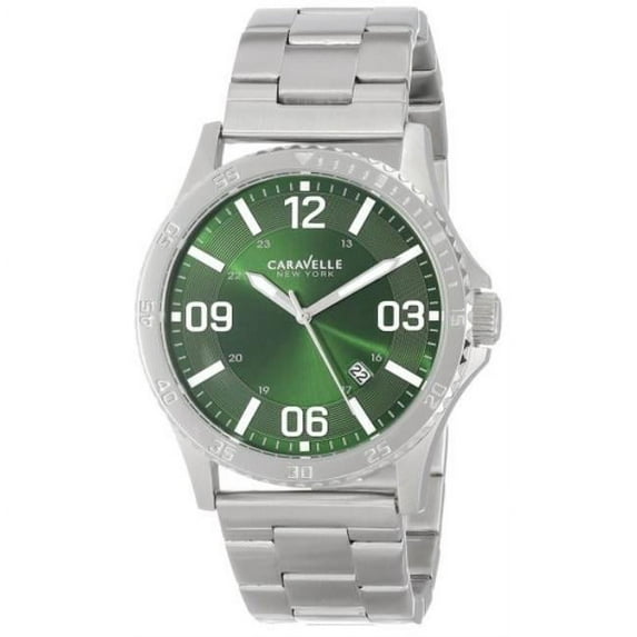 Caravelle New York 43B129 Mens Green Dial Stainless Steel Bracelet Watch