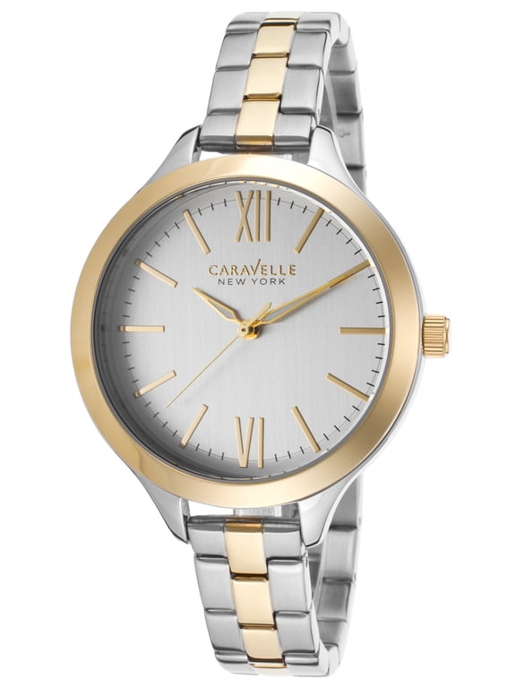 New York 45L139 Women's Analog Display Quartz Watch, Two-Tone Stainless Steel Band, Round 37mm Case