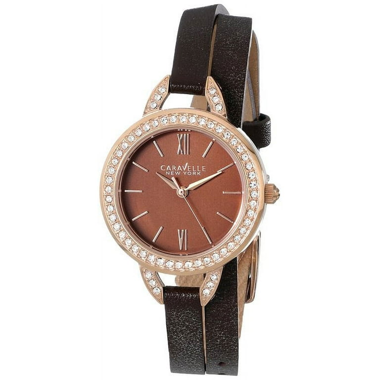 Caravelle New York Brown Leather Double Wrap Ladies Watch 44L130