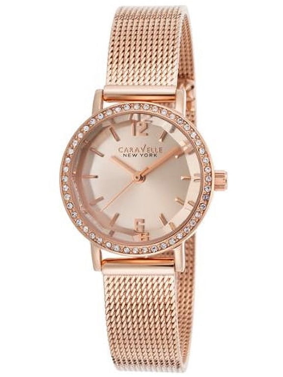 Caravelle Ny Women's Rose-Tone Steel And Dial Crystal Accents Movement: Quartz