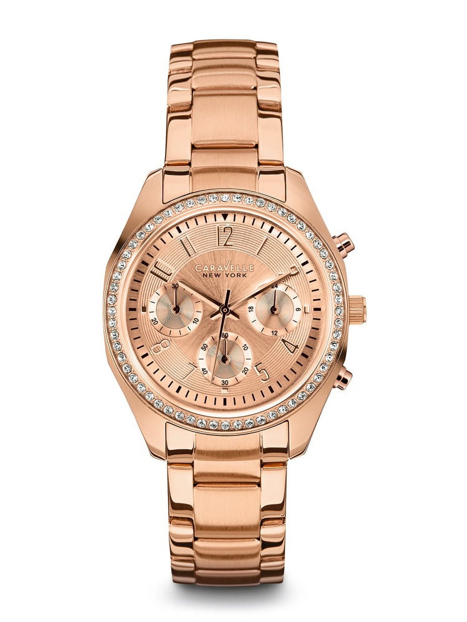 Caravelle Women s 44L117 Rose Gold Finish Chronograph Watch