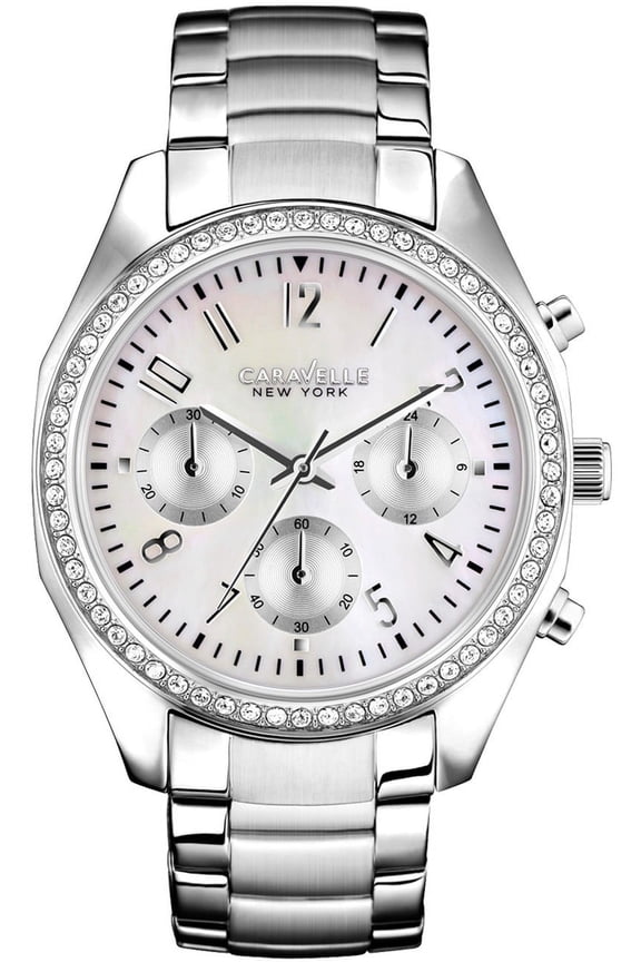 Women's Chronograph Stainless Steel Case and Bracelet Pearl Dial White Watch - 43L159