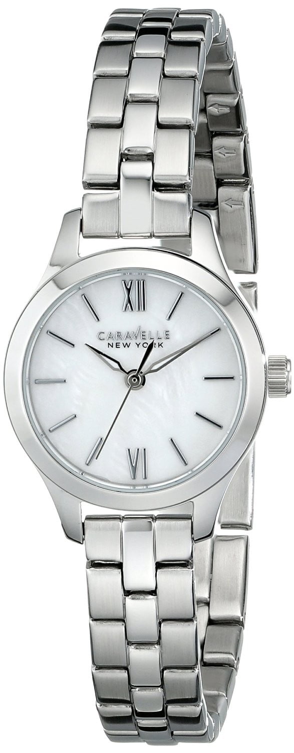 Caravelle Women s Stainless steel Analog Display Pearl Dial Silver Watch 43L177