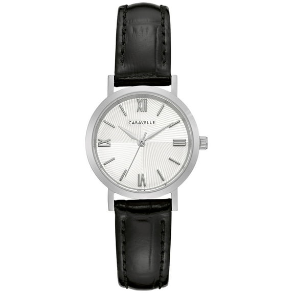 Caravelle by Bulova Women's Black Leather Strap Watch 43L216