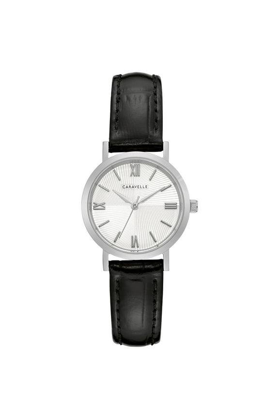 by Bulova Women's Black Leather Strap Watch 43L216