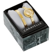 Caravelle by Bulova Womens Gold-Tone Boxed Set with Watch and Bangle Bracelet - 44X100