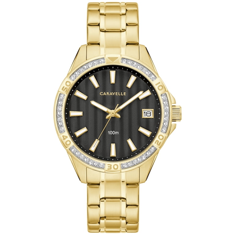 caravelle by bulova gold tone diamond bezel watch Caravelle Bulova Ladies Diamond Bezel White Dial Gold Plated  main image 3