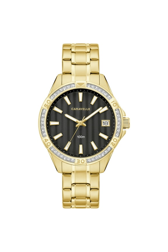 by Bulova Women's Gold-Tone Crystal Watch 44M116