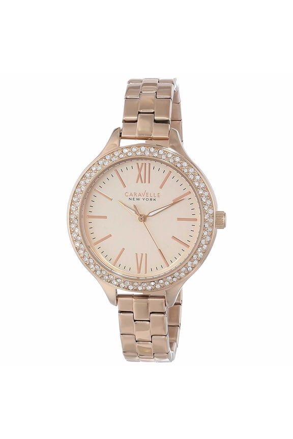 of New York by Bulova Ladies Stainless Steel Rose Gold Tone with Crystals Watch