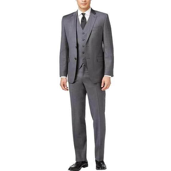 Caravelli Men's 3-Piece Single Breasted Slim Fit 2-Button Vested Dress Suit Set - Colors 50 Regular, Medium Grey