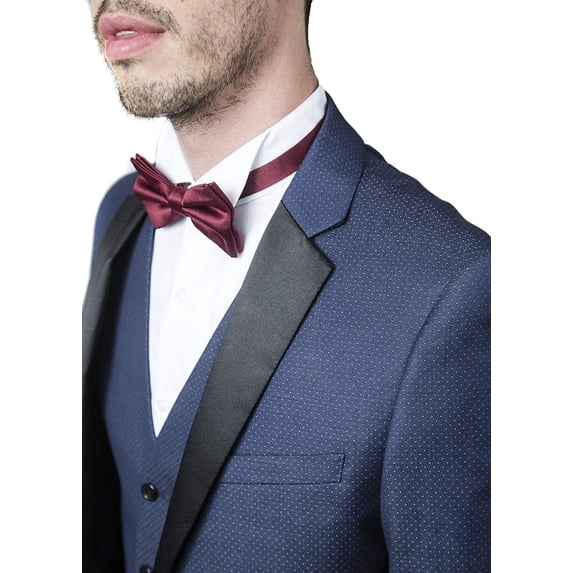 Caravelli Men's Slim Fit T62512U3-Piece Notch Lapel Formal Tuxedo Suit Set -Navy - 44 Regular