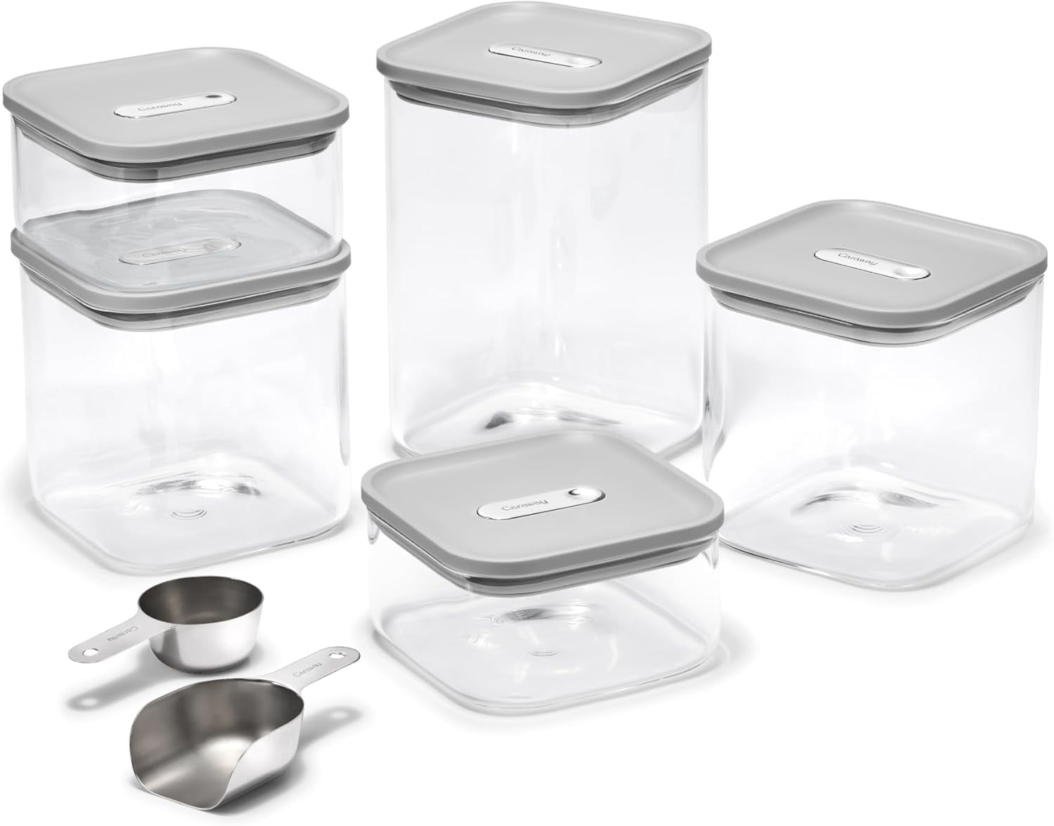 Caraway 13-Piece Glass Airtight Food Storage Containers with – , BPA-Free Kitchen Storage Containers – Stackable, Space-Saving Airtight Containers for Dry Goods and More - Gray