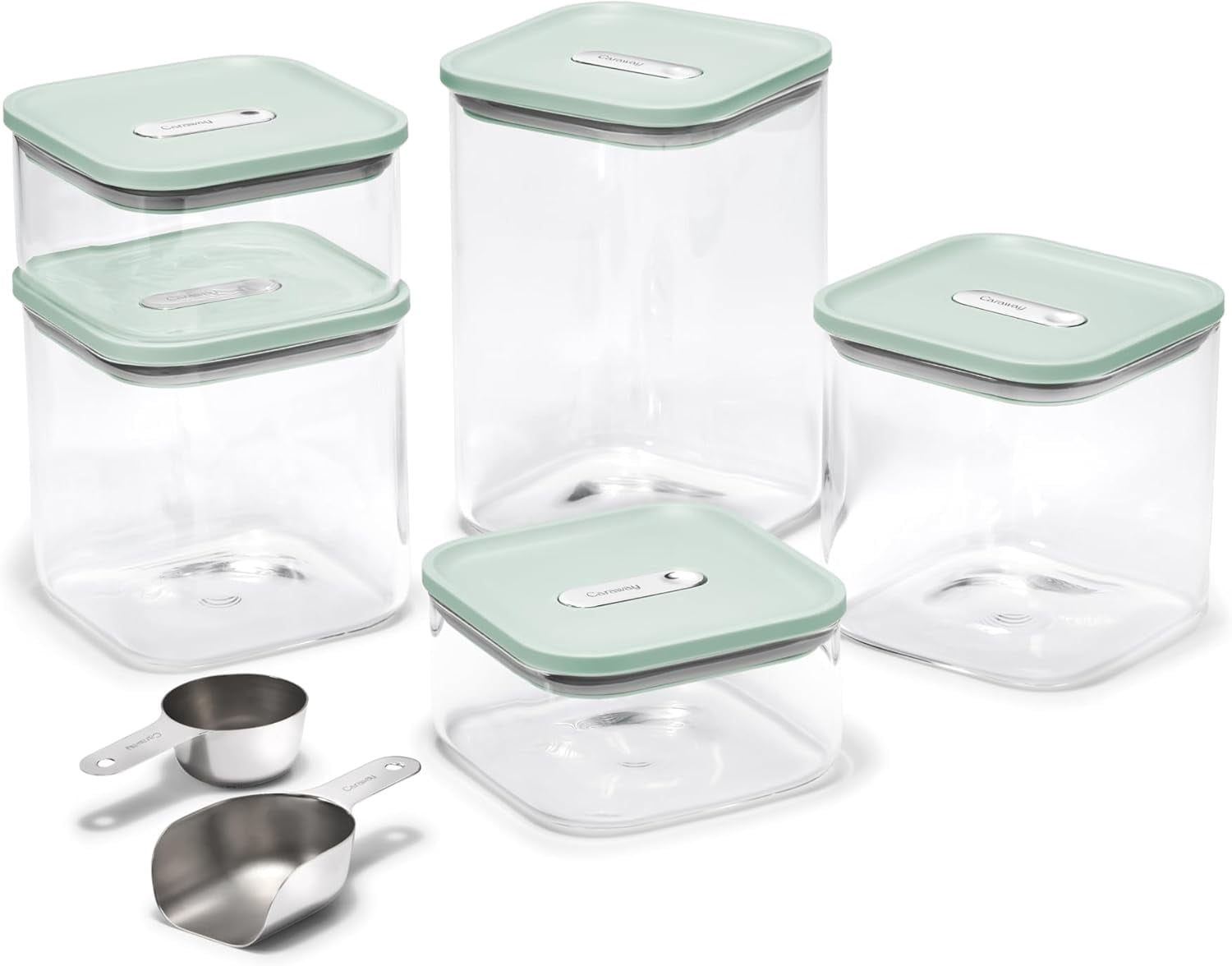 Caraway 13-Piece Glass Airtight Food Storage Containers with – , BPA-Free Kitchen Storage Containers – Stackable, Space-Saving Airtight Containers for Dry Goods and More - Mist