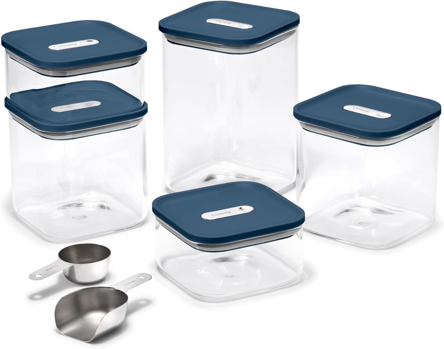 Caraway 13-Piece Glass Airtight Food Storage Containers with – , BPA-Free Kitchen Storage Containers – Stackable, Space-Saving Airtight Containers for Dry Goods and More - Navy