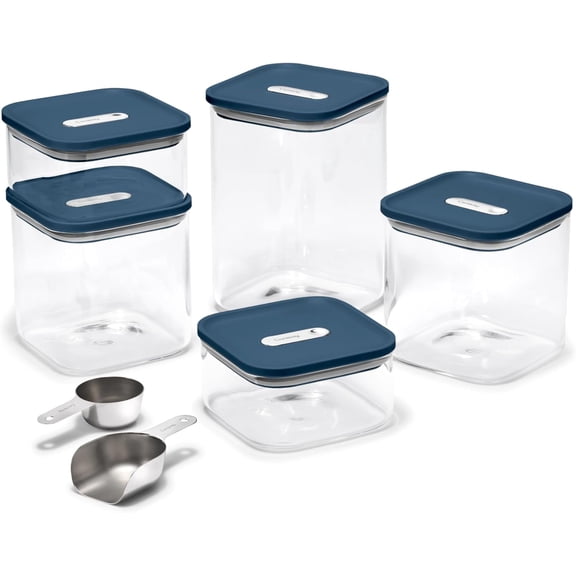 Caraway 13-Piece Glass Airtight Food Storage Containers with – , BPA-Free Kitchen Storage Containers – Stackable, Space-Saving Airtight Containers for Dry Goods and More - Navy