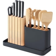 Caraway 14-Piece Kitchen Prep Set - Kitchen Knife Set & Wooden Utensil Set - Made With Premium German Steel Blades & FSC-Certified Birch Wood - Includes Organizer - Charcoal