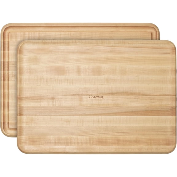 Caraway 17 Prep & Serve Butcher Block, Wood Cutting Board for Kitchen, Rectangle Dual-Sided Chopping Block for Prep, Presentation, and Serving, Maple