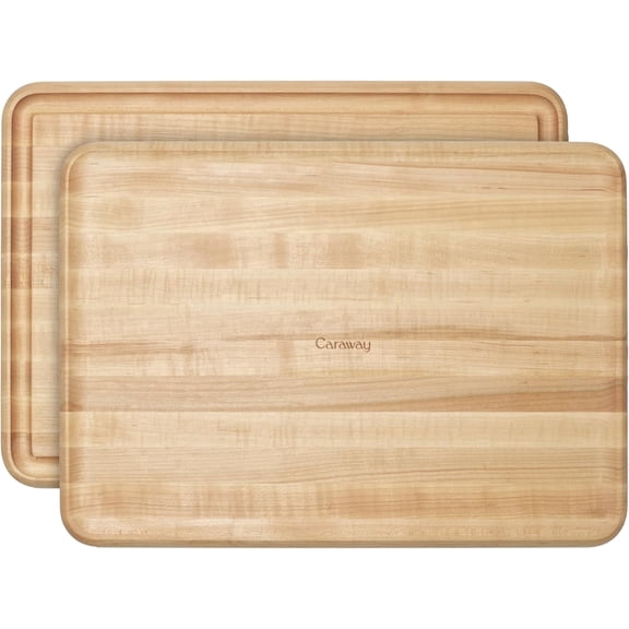 Caraway 17” Prep & Serve Butcher Block, Wood Cutting Board for Kitchen, Rectangle Dual-Sided Chopping Block for Prep, Presentation, and Serving, Maple
