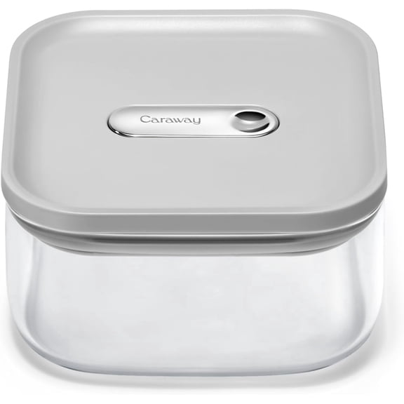 Caraway 1qt Glass Airtight Food Storage Container with Lid – Non-Toxic, BPA-Free Kitchen Storage Container – Stackable, Space-Saving Airtight Container for Dry Goods and More - Gray