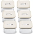 thumbnail image 1 of Caraway 1qt Glass Airtight Food Storage Containers with - , BPA-Free Kitchen Storage Container - Stackable, Space-Saving Airtight Containers for Pantry, Dry Goods - 6 Pack - Cream, 1 of 4