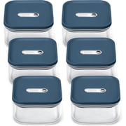 Caraway 1qt Glass Airtight Food Storage Containers with - , BPA-Free Kitchen Storage Container - Stackable, Space-Saving Airtight Containers for Pantry, Dry Goods - 6 Pack - Navy