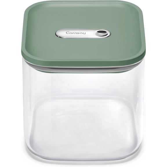 Caraway 2.5qt Glass Airtight Food Storage Container with Lid – Non-Toxic, BPA-Free Kitchen Storage Container – Stackable, Space-Saving Airtight Container for Dry Goods and More - Sage