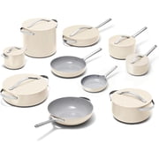 Caraway 24-Piece Nonstick Ceramic Cookware Set - Includes Fry Pans, Sauce, Saut Pan, Dutch Oven, Petite Cooker, Stir Fry, Rondeau, Stock Pot, Lids & Storage Organizers - Cream