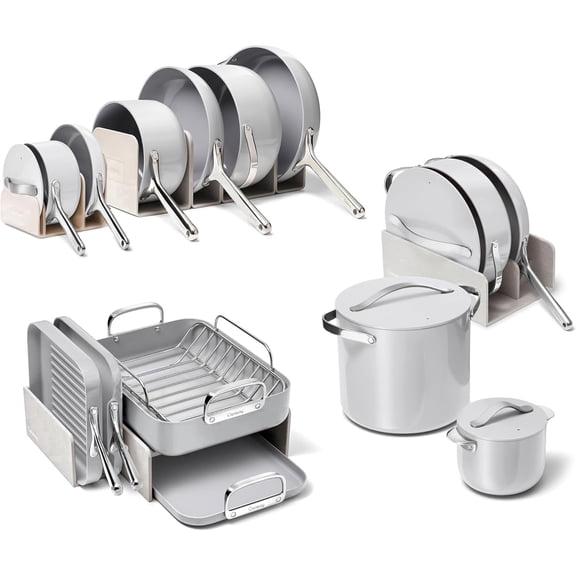Caraway 31-Piece Ceramic Cookware and Bakeware Set with Organizers, Gray