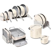 Caraway 31-Piece Ceramic Cookware and Bakeware Set with Storage Organizers, Cream