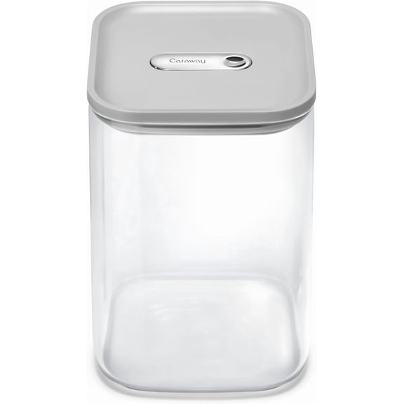Caraway 4qt Glass Airtight Food Storage Container with Lid – Non-Toxic, BPA-Free Kitchen Storage Container – Stackable, Space-Saving Airtight Container for Dry Goods and More - Gray