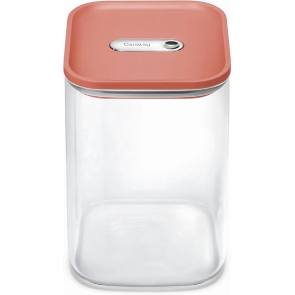 Caraway 4qt Glass Airtight Food Storage Container with Lid – Non-Toxic, BPA-Free Kitchen Storage Container – Stackable, Space-Saving Airtight Container for Dry Goods and More - Perracotta