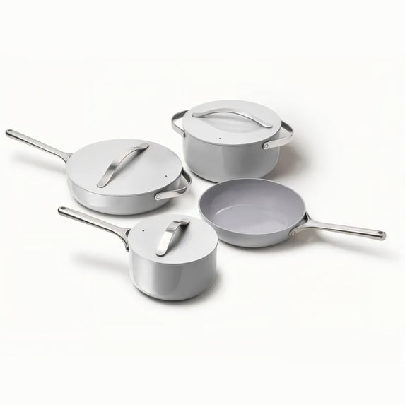 Caraway Ceramic Non-Stick Pots & Pans Cookware Set, 12- Piece, Gray