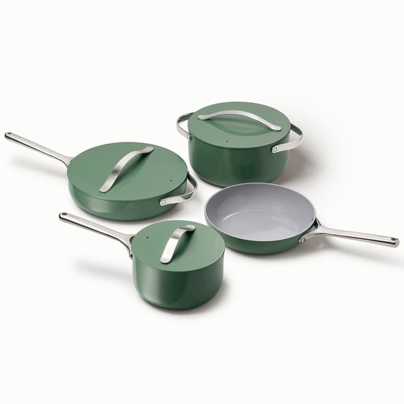 Caraway Ceramic Non-Stick Pots & Pans Cookware Set, 12- Piece, Sage