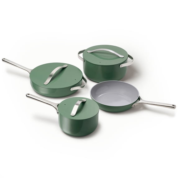 Caraway Ceramic Non-Stick Pots & Pans Cookware Set, 12- Piece, Sage