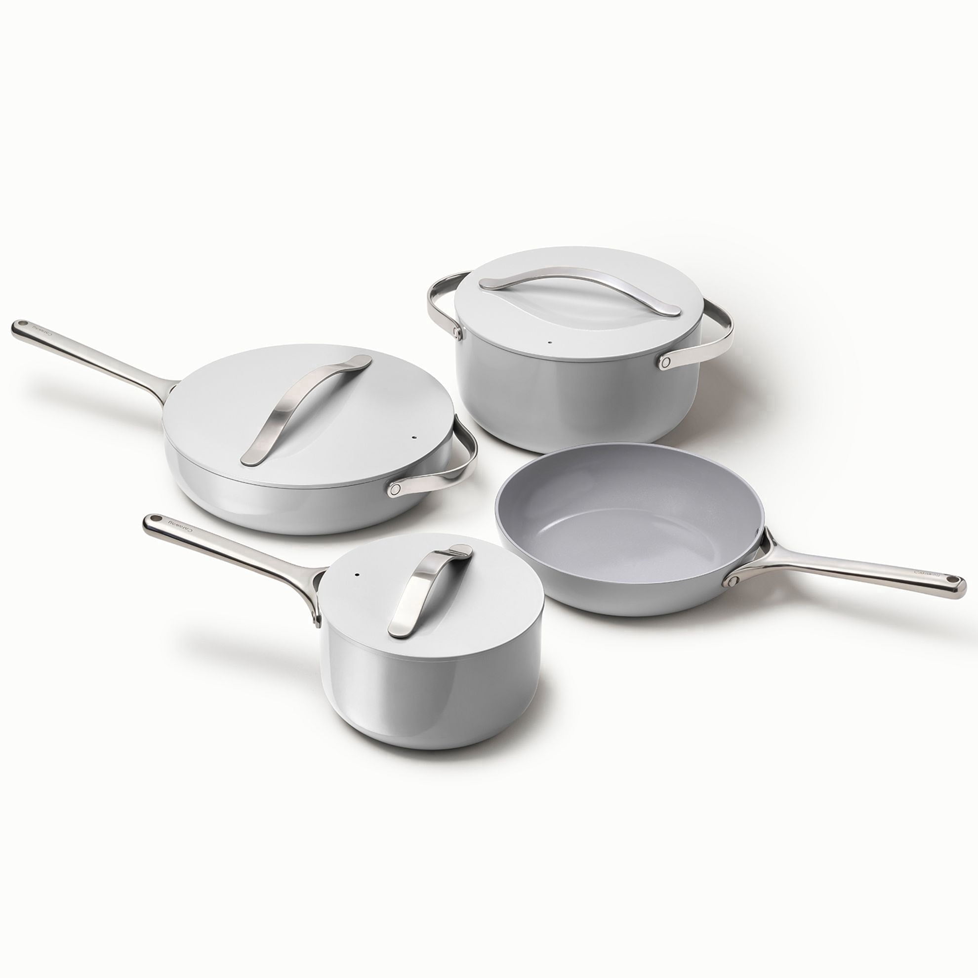 Caraway Ceramic Non-Stick Pots & Pans Cookware Set, 12- Piece, Gray