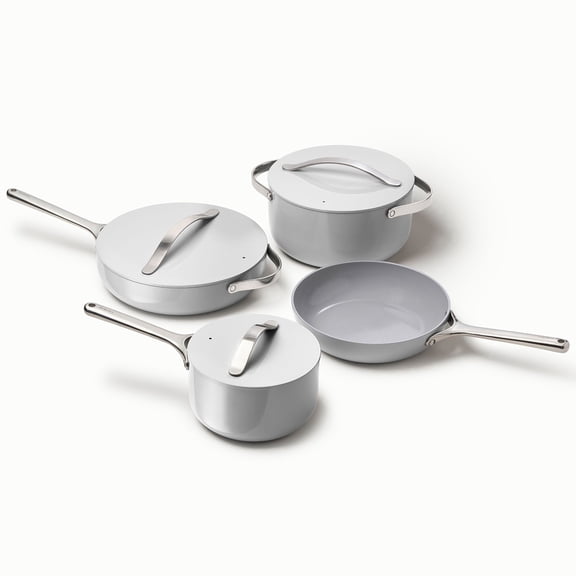 Caraway Ceramic Non-Stick Pots & Pans Cookware Set, 12- Piece, Gray