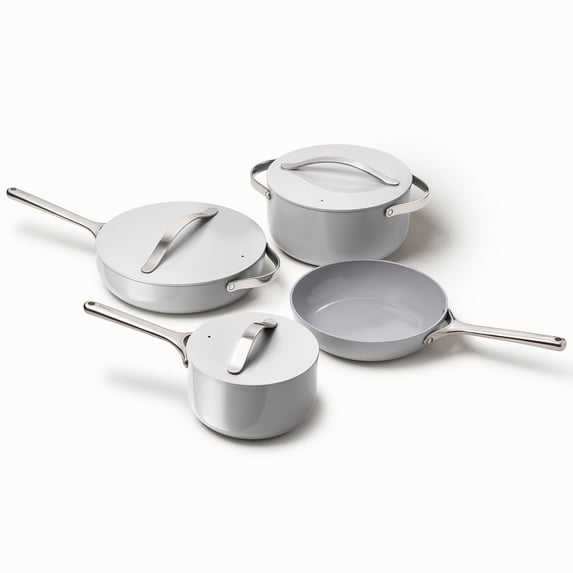 Caraway Ceramic Non-Stick Pots & Pans Cookware Set, 12- Piece, Gray