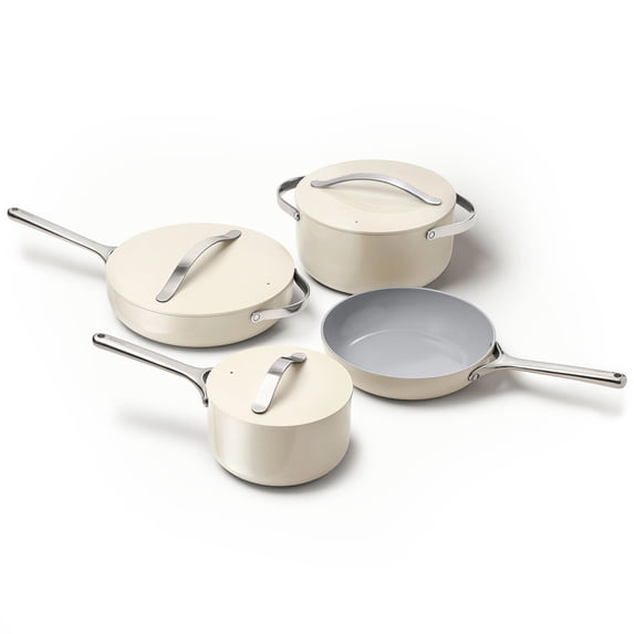 Caraway Ceramic Non-Stick Pots & Pans Cookware Set, 12- Piece, Cream