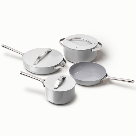 Caraway Ceramic Non-Stick Pots & Pans Cookware Set, 12- Piece, Gray