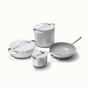 Caraway Cookware+ Collection - Specialty Cookware Set - Petite Cooker, Stir Fry Pan, Rondeau, Stock Pot - 3 s & Storage Organizer Included - Gray